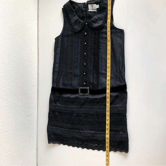 Anna Sui black vintage inspired dress, sleeveless, low waist, w/ lace velvet.‎ S - Picture 11 of 16